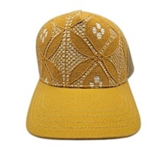 Pistil Women's Gold Floral Lace Mesh Back Trucker Hat Baseball Cap NWT - Picture 1 of 4